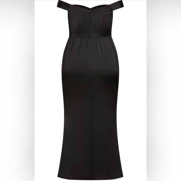 City Chic Hypnotize off the shoulder satin maxi dress - Picture 2 of 4
